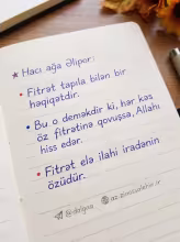 Hacı ağa Əlipor - Fitrət tapıla bilən bir həqiqətdir əl yazısı dini şəkil